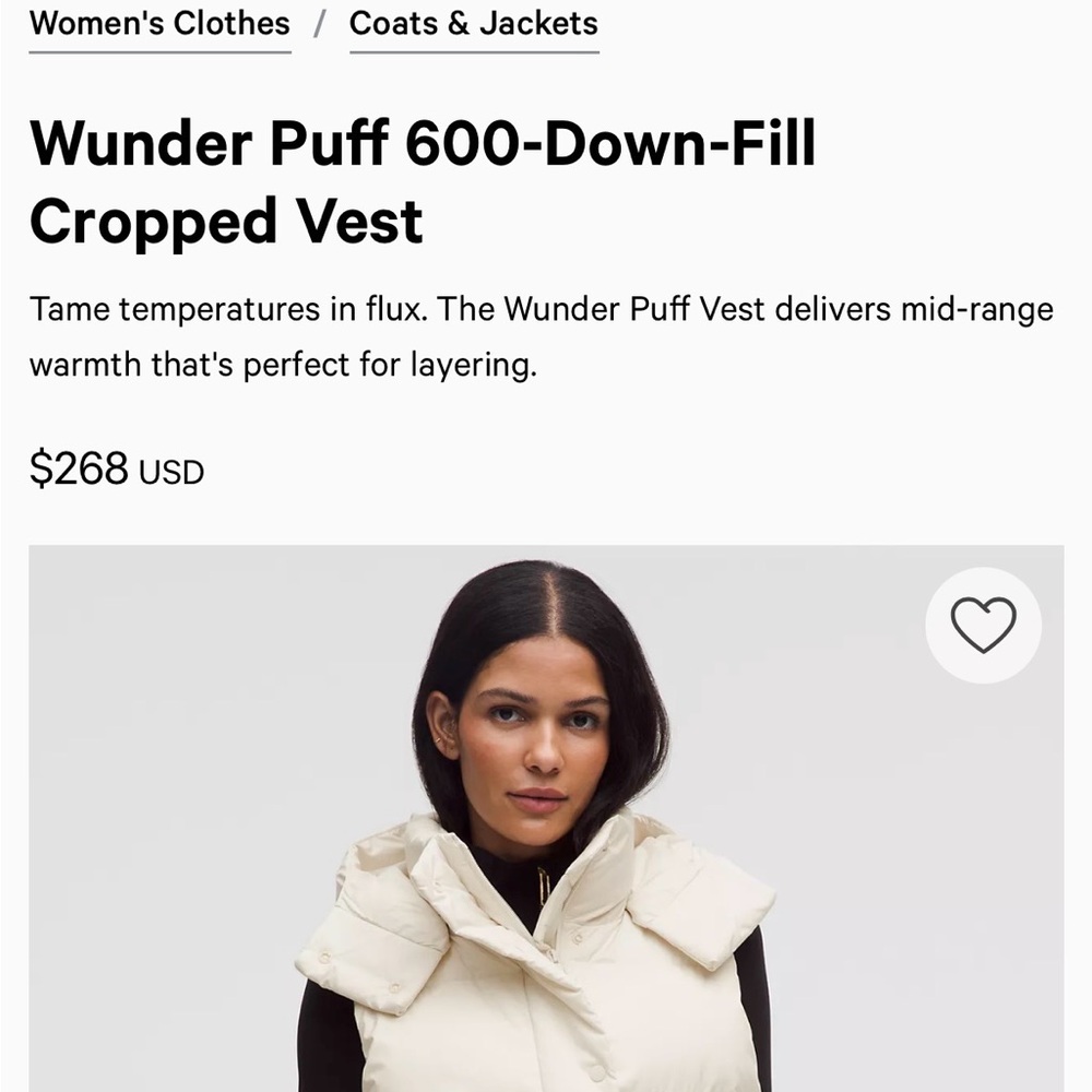 Lululemon Athletica White Puffer Vest